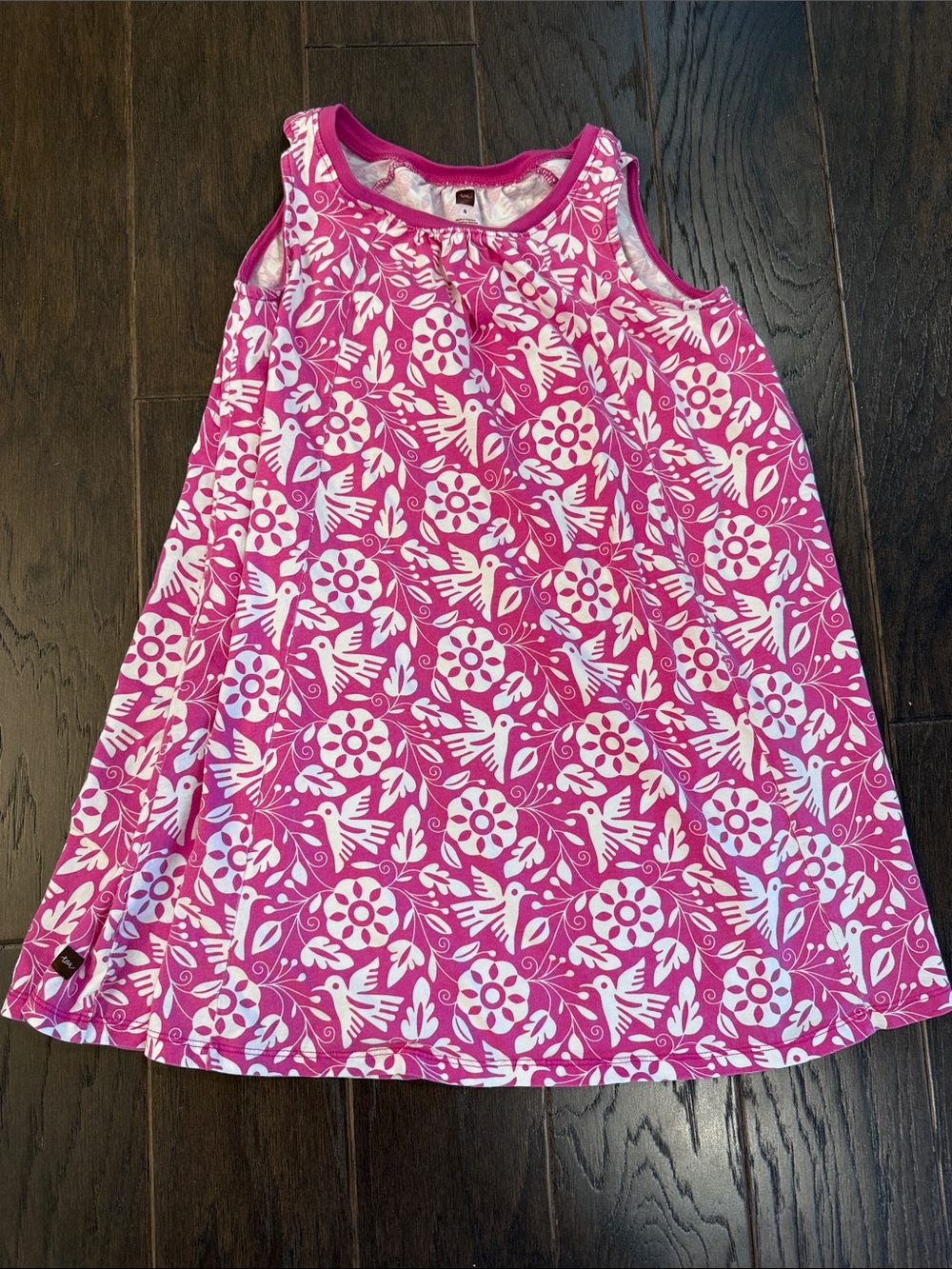 Tea Collection Pink and White Floral Girls Dress